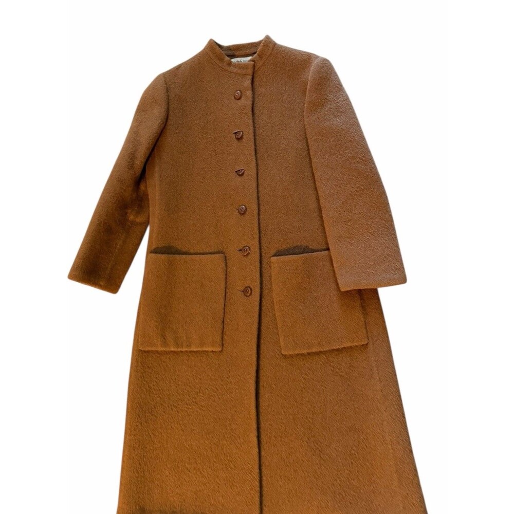 Vintage Andre Laung Saks Fifth Avenue Italian Wool Winter Coat Camel  Long 80s